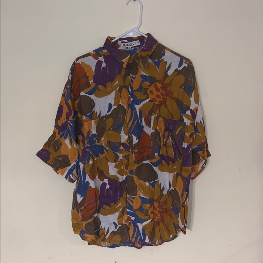 Vintage Italian Half Sleeve Button Up